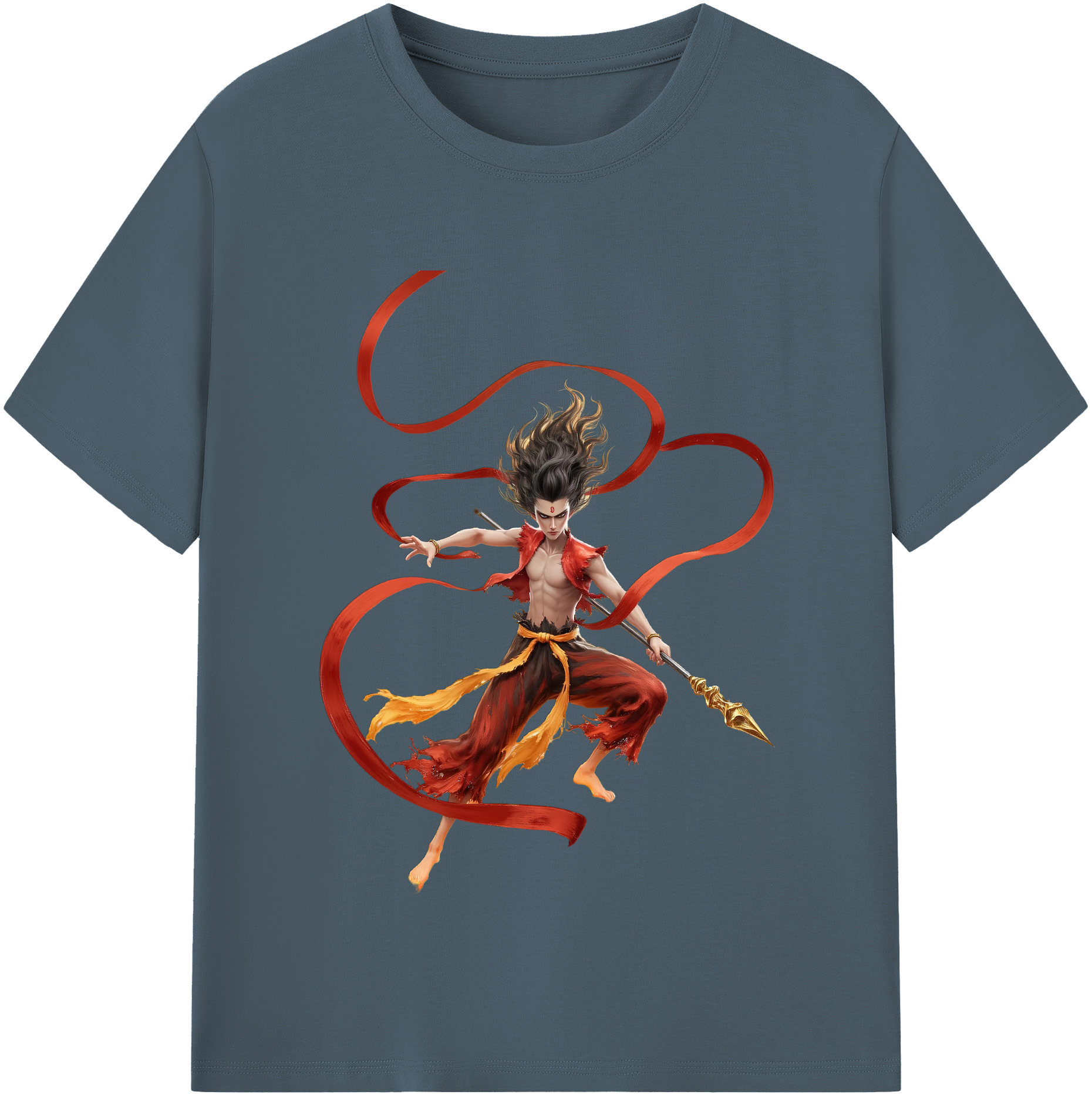 （画像用） Ne Zha 2 ナタ 魔童の大暴れ 綿100％半袖Tシャツ（フロントプリント）